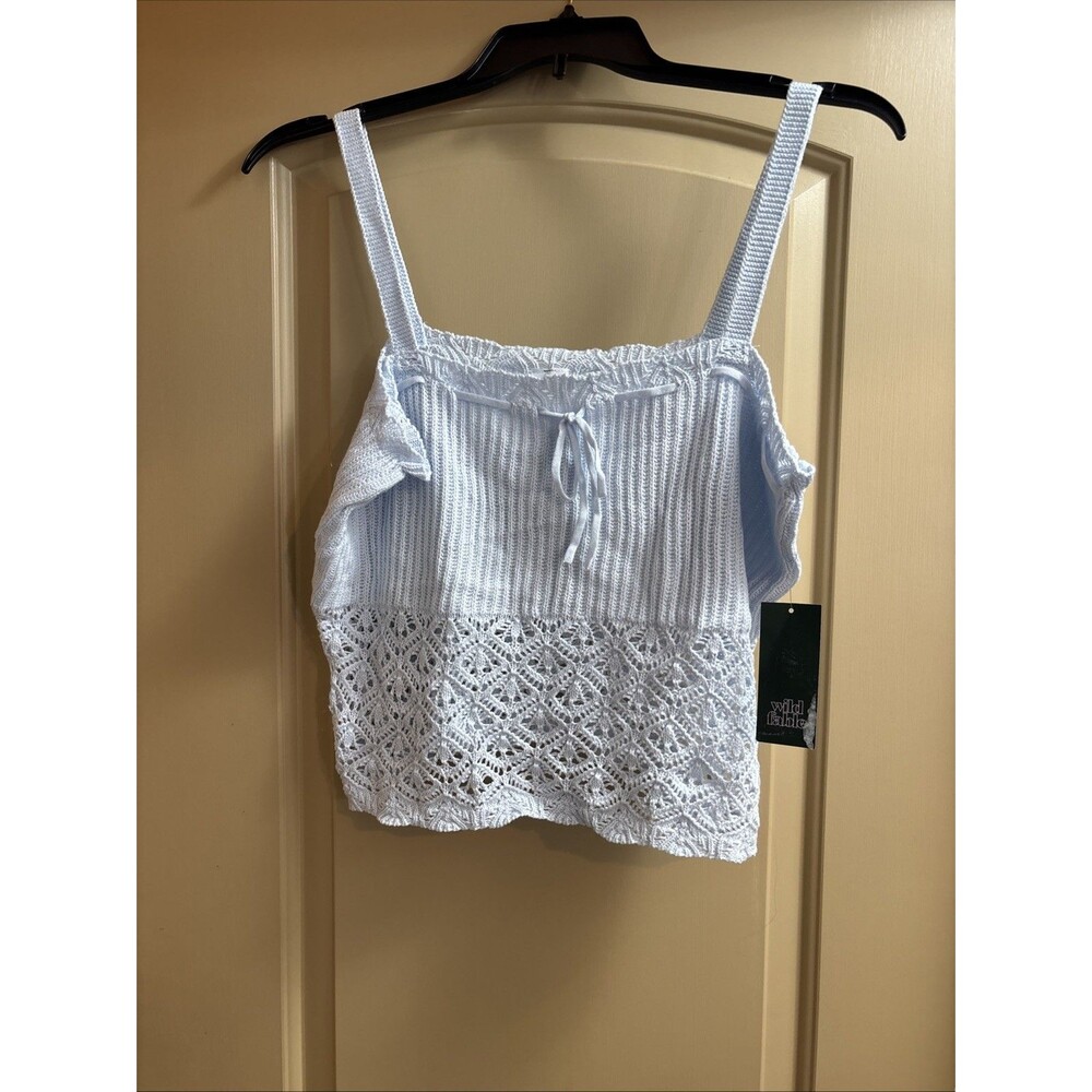 Woman Wild Fable Blue Crochet Boho Crop Tank Top XL Chest 34" NWT Beach Gift